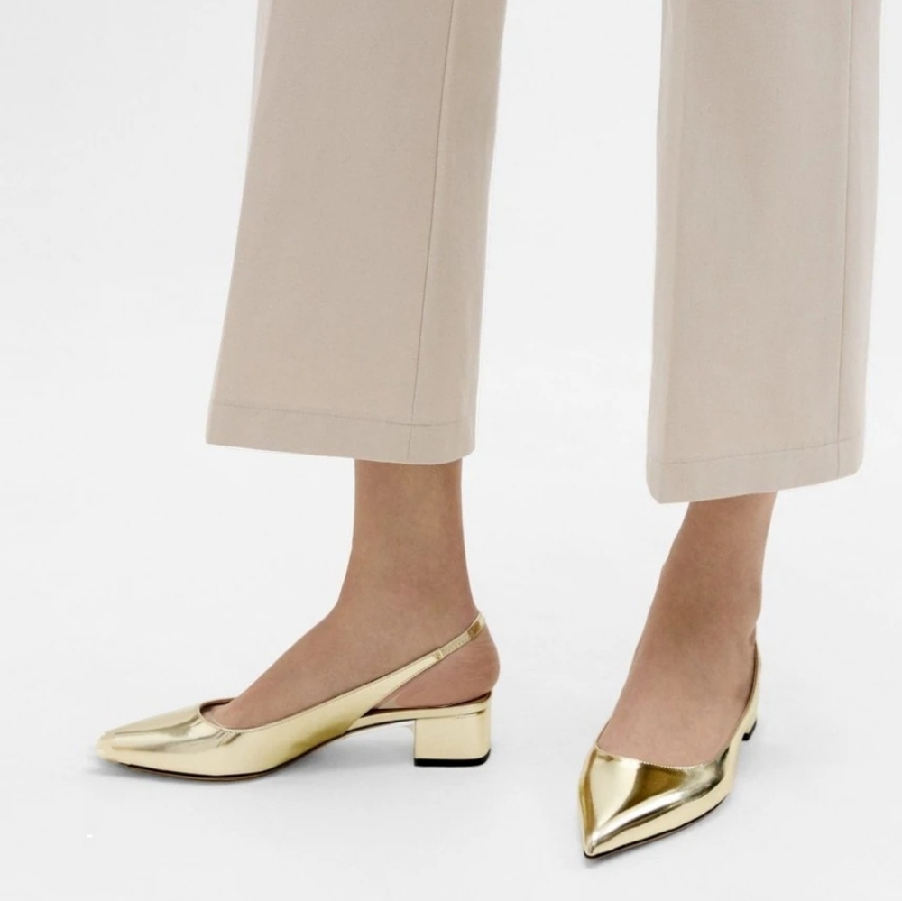 Theory Gold Block Heel Pumps